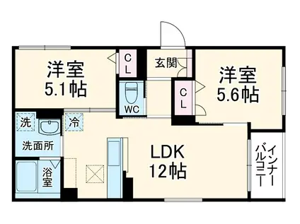アルテールⅡ(2LDK/1階)の間取り写真