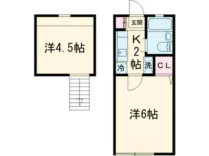 ユニティ経堂(1K/2階)の間取り写真