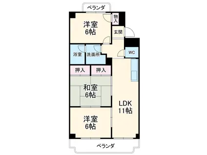 ガーデンヒルズ(3LDK/3階)の間取り写真