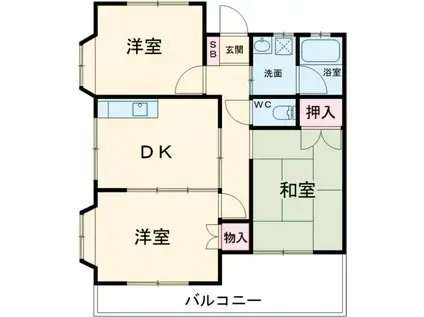 けやきハイツE(3DK/2階)の間取り写真
