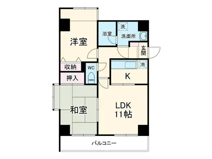 パレ・フォンティーノ(2LDK/6階)の間取り写真