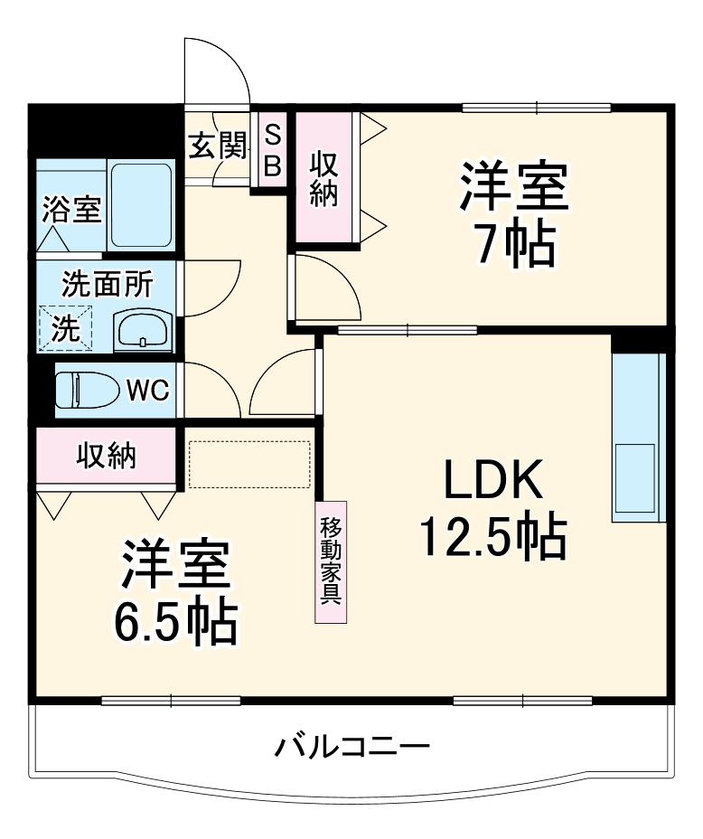 SUN FEEL(2LDK/1階)の間取り写真