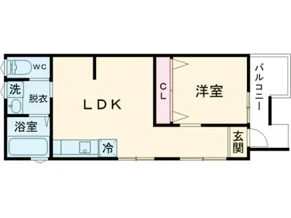 フォリアージュ八千代(1LDK/2階)の間取り写真