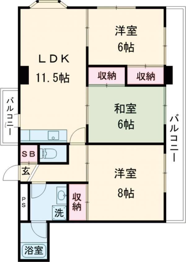 メゾン田中(3LDK/3階)の間取り写真