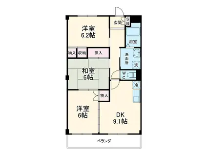 フローラ日ノ出(3DK/2階)の間取り写真