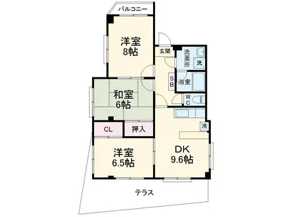 FOREST茅ヶ崎(3DK/1階)の間取り写真