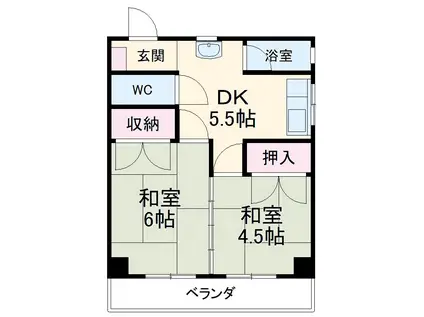 タカハシマンション(2DK/5階)の間取り写真