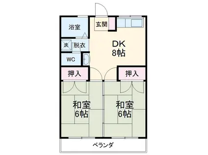 タカハシマンション(2DK/5階)の間取り写真