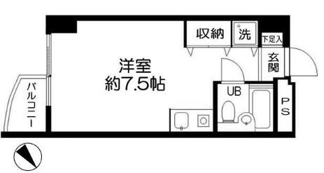 ハイホーム流山(ワンルーム/8階)の間取り写真