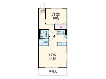リバーストーン(1LDK/1階)の間取り写真