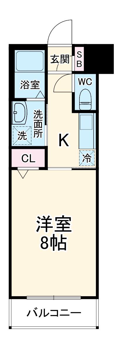 クレストタップ京都丹波口Ⅱ(1K/1階)の間取り写真