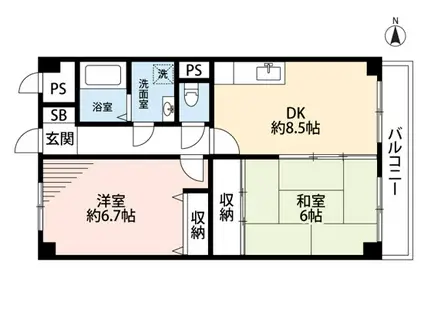 S.T MON(2LDK/5階)の間取り写真