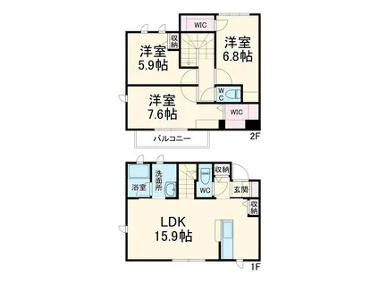 ホワイトぺルテ(3LDK/1階)の間取り写真