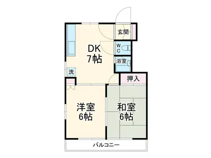 ウエスト(2DK/1階)の間取り写真