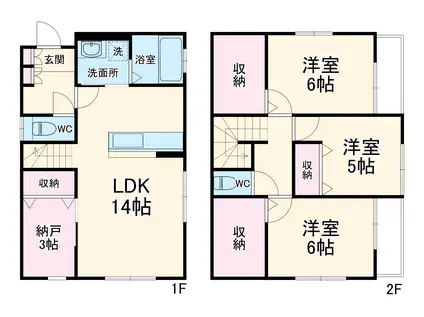 東武鉄道東上線 東松山駅 徒歩11分 2階建 築4年(3SLDK)の間取り写真