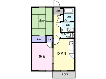 サンハイム(2DK/1階)の間取り写真