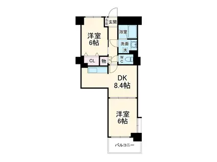 ライオンズマンション久屋通(2DK/5階)の間取り写真