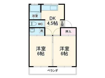 コーポ中沢1号棟(2DK/3階)の間取り写真
