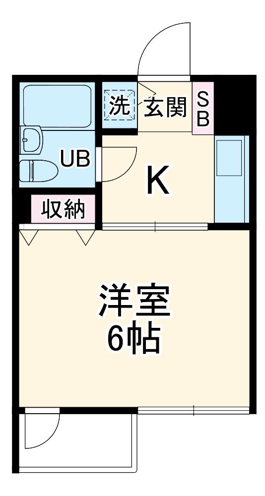 コスモAOI湘南台Ⅰ(1K/2階)の間取り写真