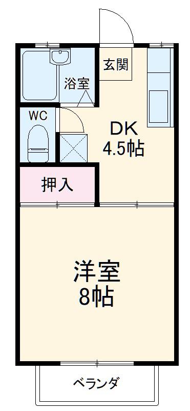 メゾンビアン(1DK/2階)の間取り写真