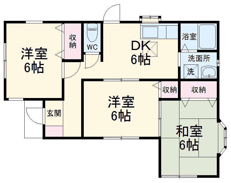 東海道本線 平塚駅 バス乗車時間：13分 山下団地バス停で下車 徒歩7分 1階建 築28年(3DK)の間取り写真