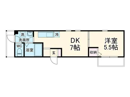 ブルーメン舞浜(1DK/2階)の間取り写真