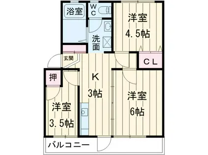 ひとみマンション(3K/2階)の間取り写真