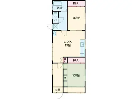 白亜荘(2LDK/4階)の間取り写真