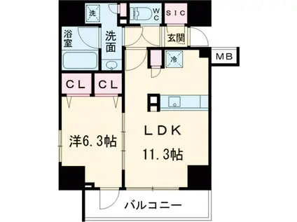 ラグゼナ八王子新町(1LDK/7階)の間取り写真