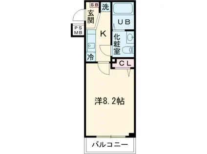 VERXEEDαAYASE(1K/1階)の間取り写真