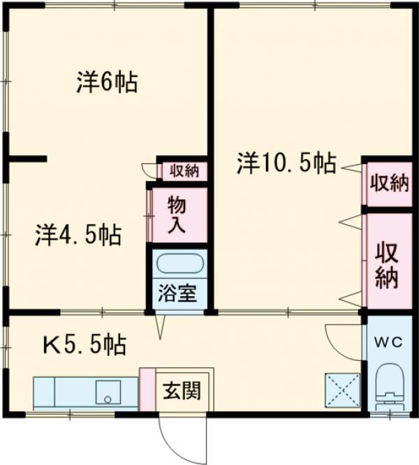 倉田荘(2K/2階)の間取り写真