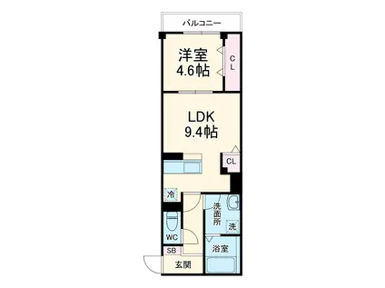SKEY RESIDENCE塚越(1LDK/4階)の間取り写真