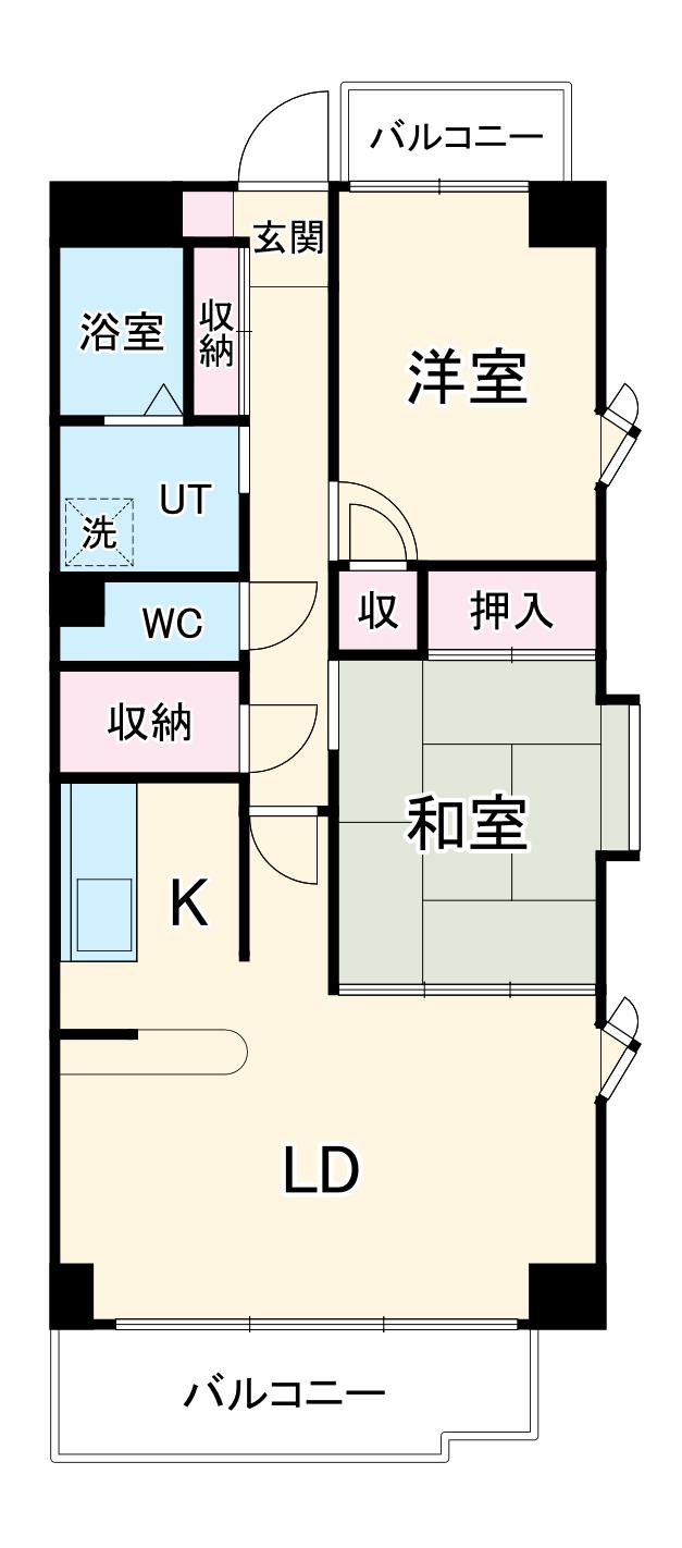 ベルクルール杉本Ⅱ(2LDK/5階)の間取り写真