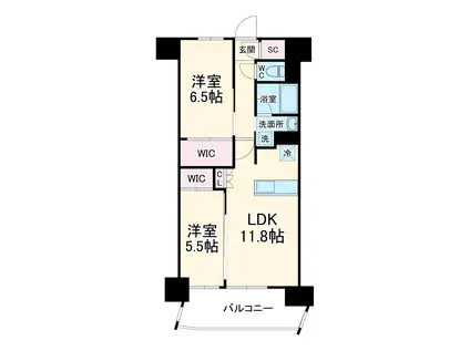 レーベン鶴瀬 ARTIFACT(2LDK/3階)の間取り写真