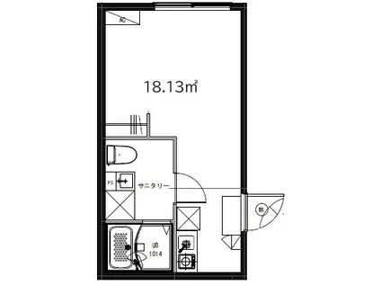 モノリス オウギ オオハシ(ワンルーム/1階)の間取り写真