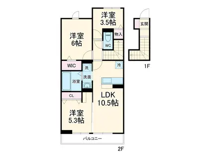 センチュリーハイムすみよし台 Ⅴ(3LDK/2階)の間取り写真