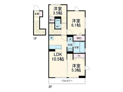 センチュリーハイムすみよし台 Ⅵ(3LDK/2階)の間取り写真