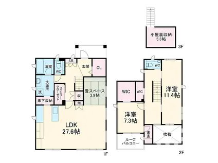 東海道本線 枇杷島駅 徒歩12分 2階建 築6年(2LDK)の間取り写真