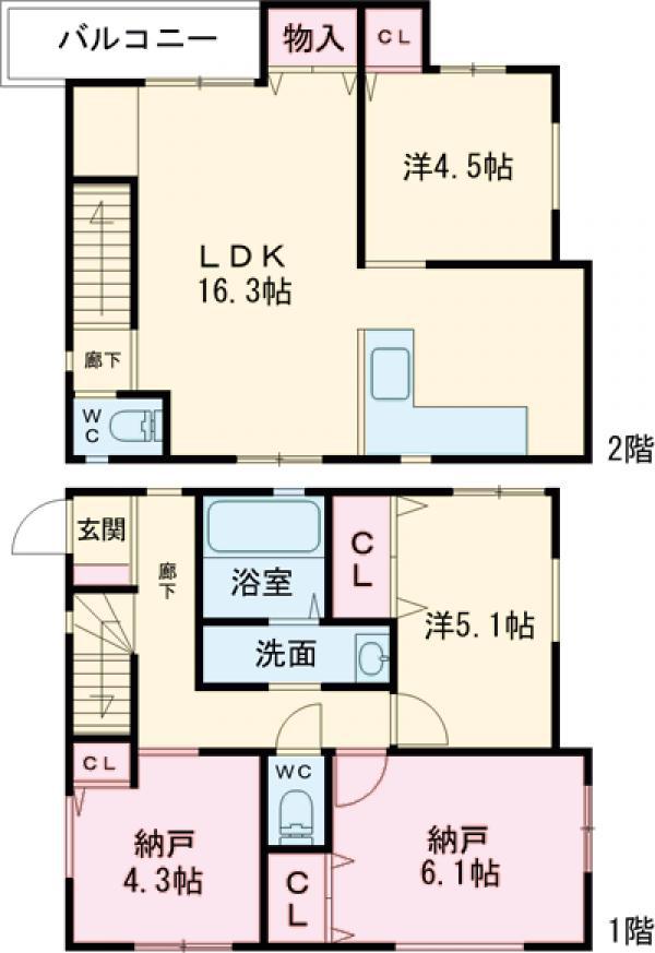京王電鉄高尾線 京王片倉駅 徒歩6分 2階建 築1年(2SLDK)の間取り写真