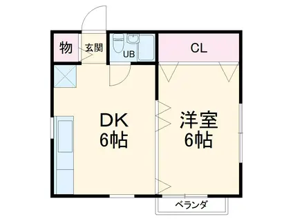 みのるアパート(1DK/2階)の間取り写真