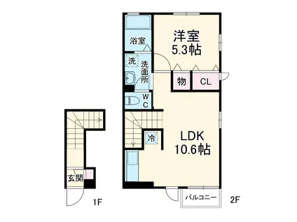 サントル ヴィラージュⅡ(1LDK/2階)の間取り写真