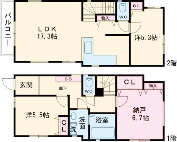 京王電鉄高尾線 京王片倉駅 徒歩6分 2階建 築1年(2SLDK)の間取り写真