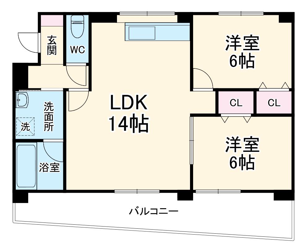 サンシャイン本郷B棟(2LDK/1階)の間取り写真