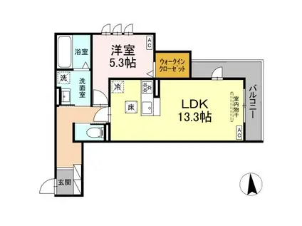 LACASA 天龍川町(1LDK/3階)の間取り写真