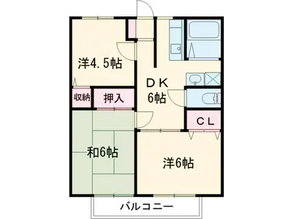 クレストコートA棟(3DK/2階)の間取り写真