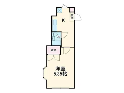 マロンハイツⅡ(1K/1階)の間取り写真