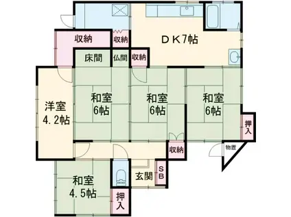 山陰本線 嵯峨嵐山駅 徒歩11分 1階建 築71年(5SDK)の間取り写真