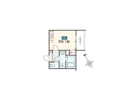 MELDIAかしわ台駅前(1K/2階)の間取り写真