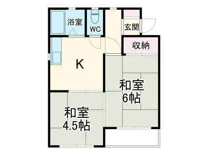 グリーンハウス(2K/1階)の間取り写真