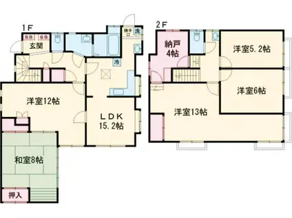 中央本線 武蔵境駅 徒歩21分 2階建 築52年(5SLDK)の間取り写真